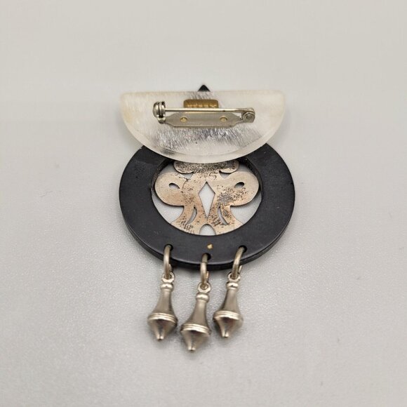 Effex Jewelry New York Mixed Materials Art Deco Style Brooch Safety Clasp Pin - Picture 2 of 5